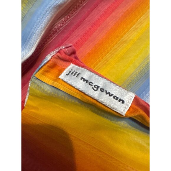 Jill McGowan Womens Multicolor Striped Button-Up LS Shirt Festival Rainbow Patte - Picture 2 of 6